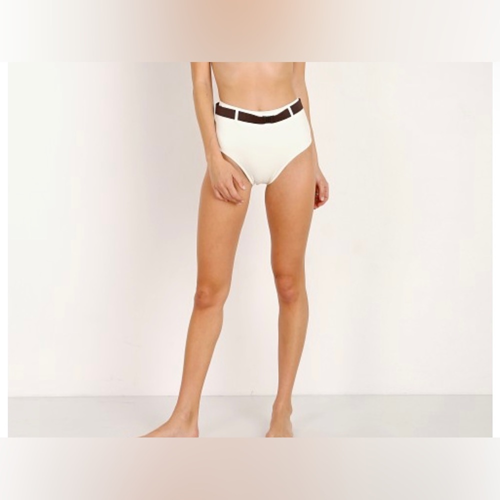 Solid & Striped The Josephine High Waist Bikini Bottom Cream Size XS